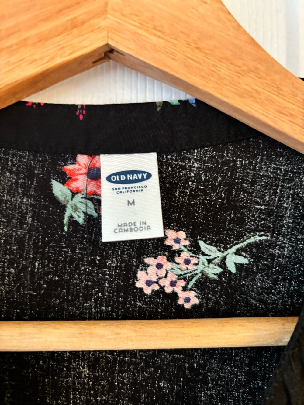 Old Navy Black Floral Minidress with Pink and Green Blooms - Picture 2 of 5
